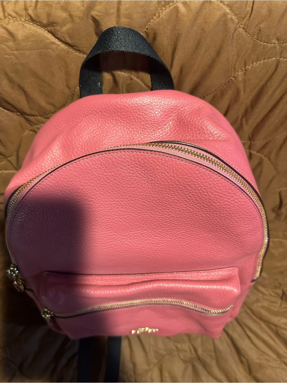 Coach Pink Pebbled Leather Small Backpack with Gold Hardware